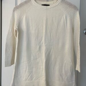 Banana Republic Cream Crew Neck Sweater with Mesh Shoulders